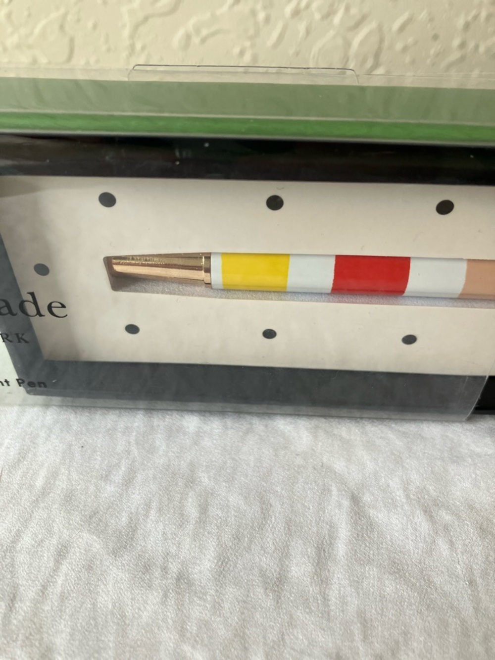kate spade: Multicolor Stripe Gold Tone Trim Ballpoint Pen- Black - Picture 5 of 11